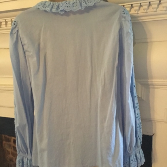 J Crew Women’s Blue Eyelite Long Sleeve Blouse Sz Small $118 - Picture 7 of 10